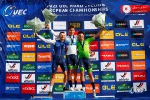 2023 UEC Road European Championships - Drenthe - Junior Men's Road Race - Drijber - Col Du VAM 111 km - 23/09/2023 - Anze Ravbar (Slovenia) - Matys Grisel (France) - Zak Erzen (Slovenia) - photo Luca Bettini/SprintCyclingAgency?2023